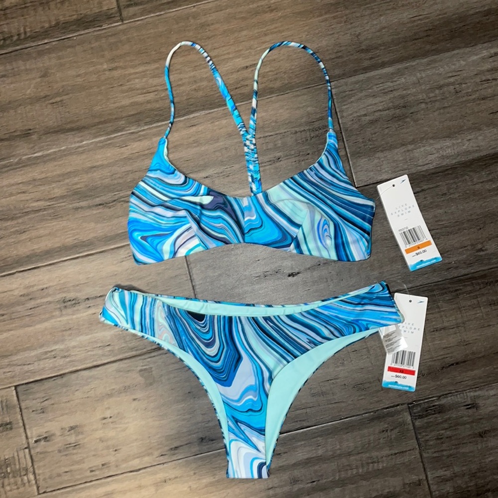 Speedo two piece bathing suit.